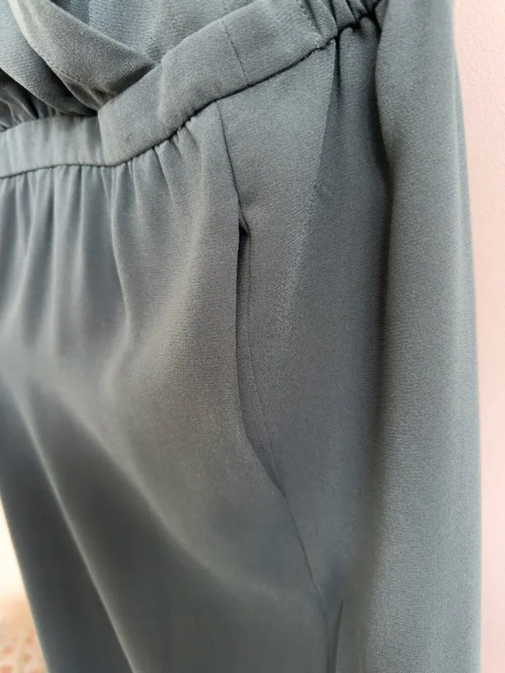 Madewell Forest Green Wrap Jumpsuit Medium Adjustable Straps Tie Ankle